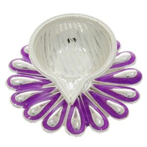 Silver Diya In Purplecolor