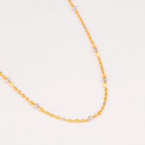 Fancy rhodium balls 22kt gold mala