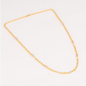 Fancy rhodium balls 22kt gold mala