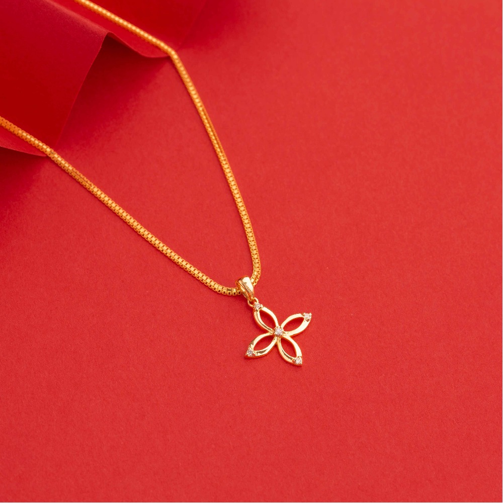 Four-petalled 18kt rose gold pendant