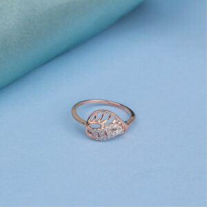 14ct leafy rosegold diamond ring