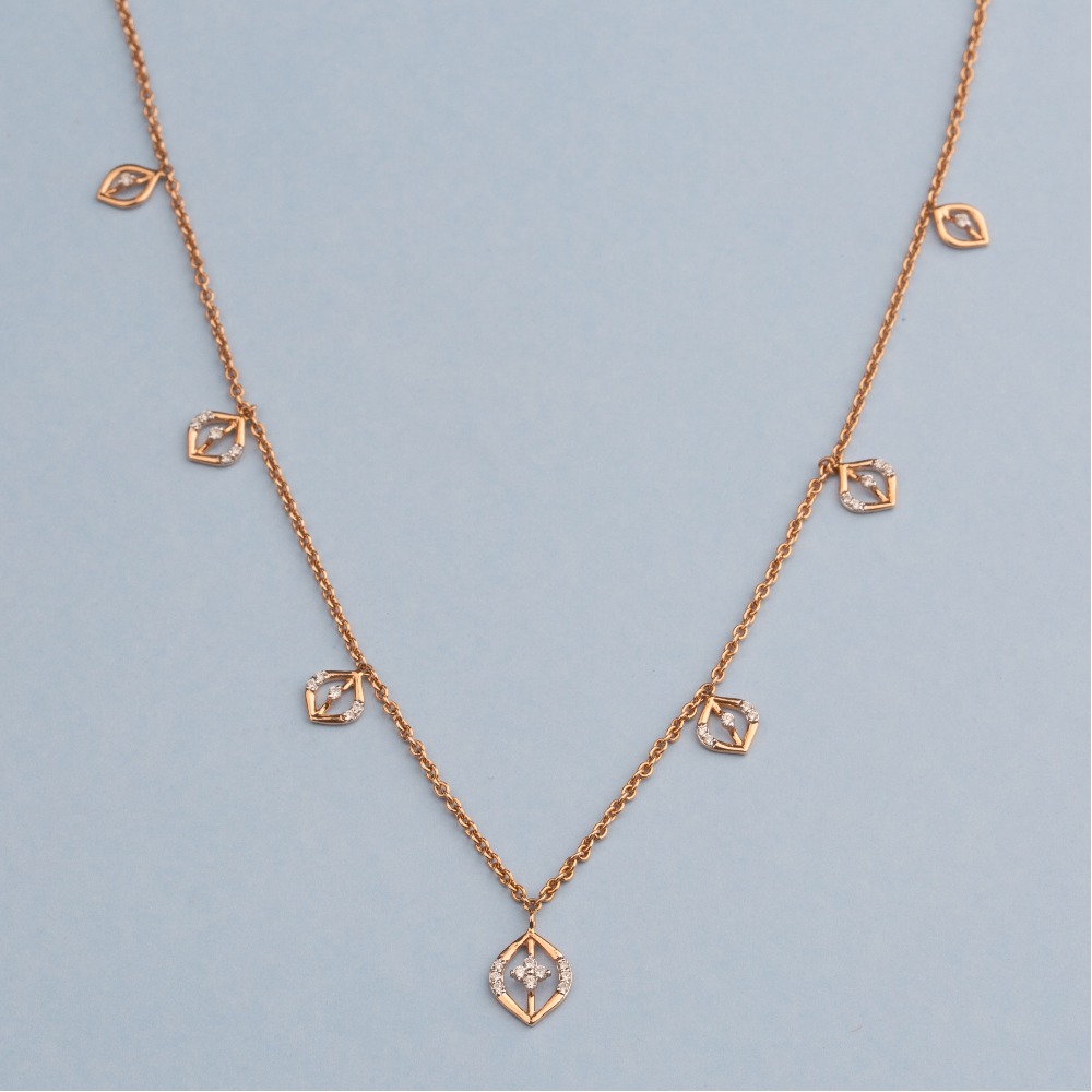 14kt rose gold diamond chain for ladies