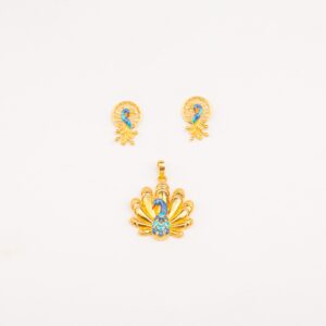 Artistic Peacock Design22k Gold Pendant Set