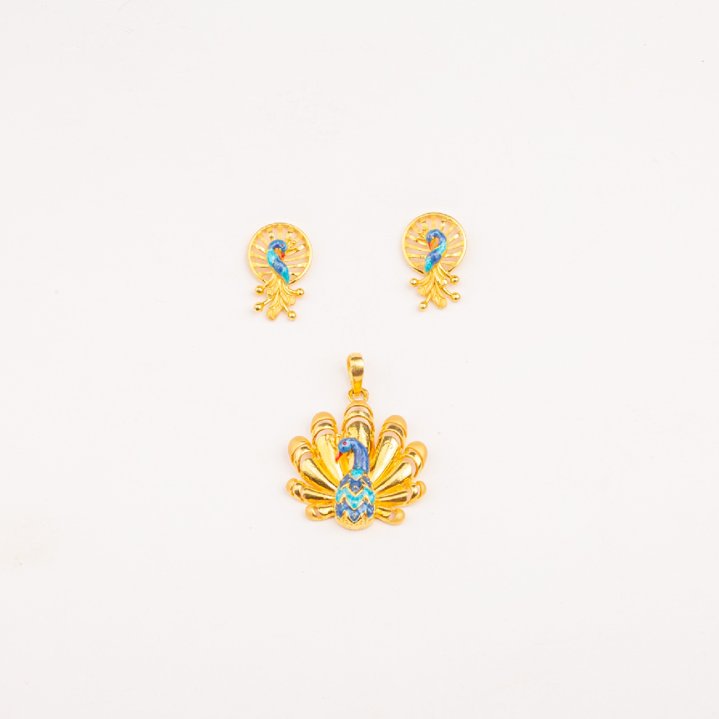 Artistic Peacock Design22k Gold Pendant Set