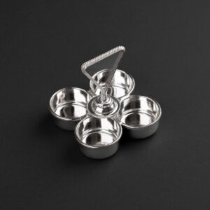 Silver Plain 4 in 1 Haldi kumkum Karanda