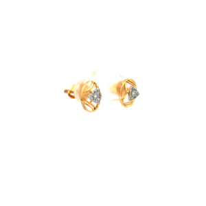 18kt diamond oval-pyramid stud earrings in rosegold