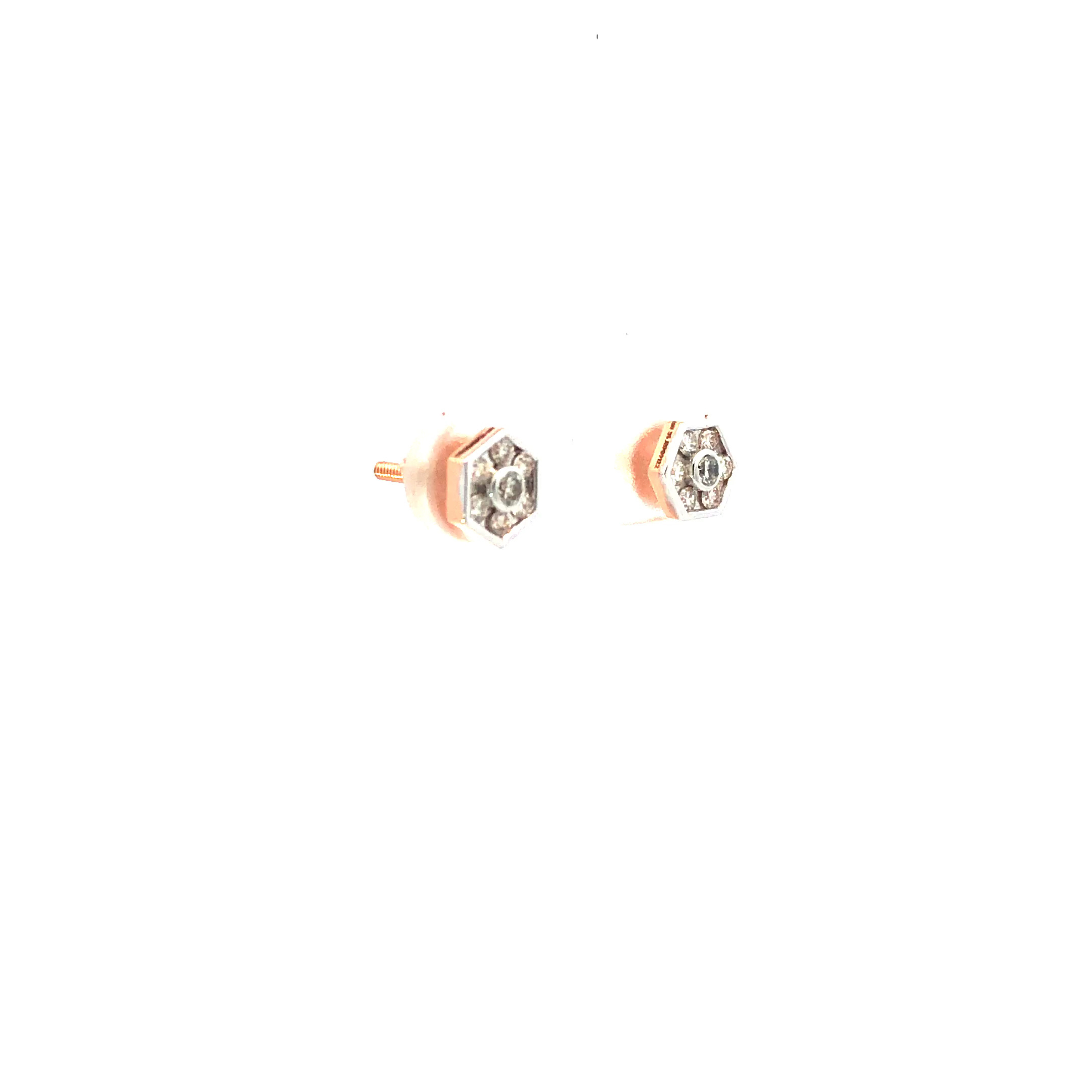 14kt diamond hexagon stud earrings in rosegold