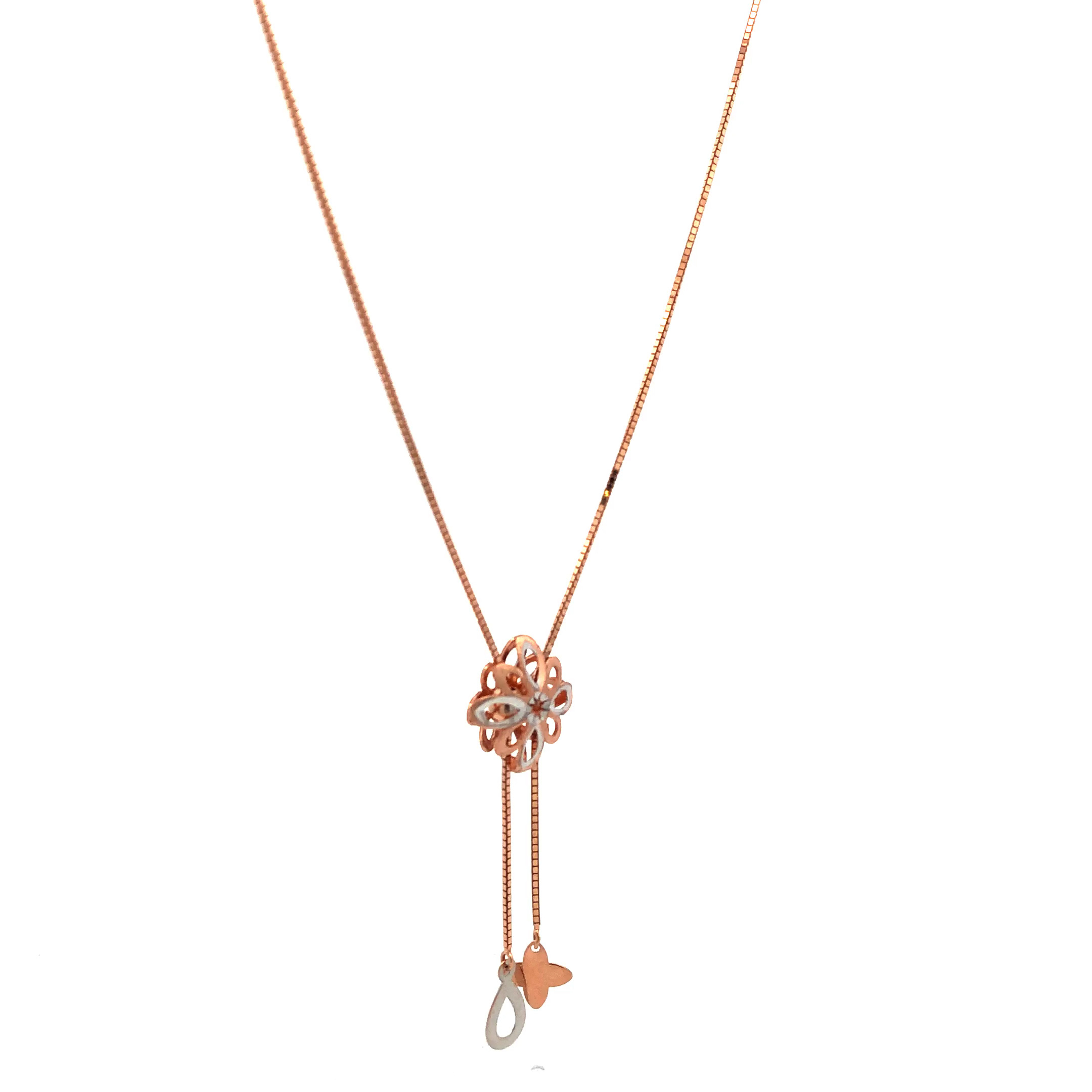 18kt Gold Tasseled Floral Brooch Chain