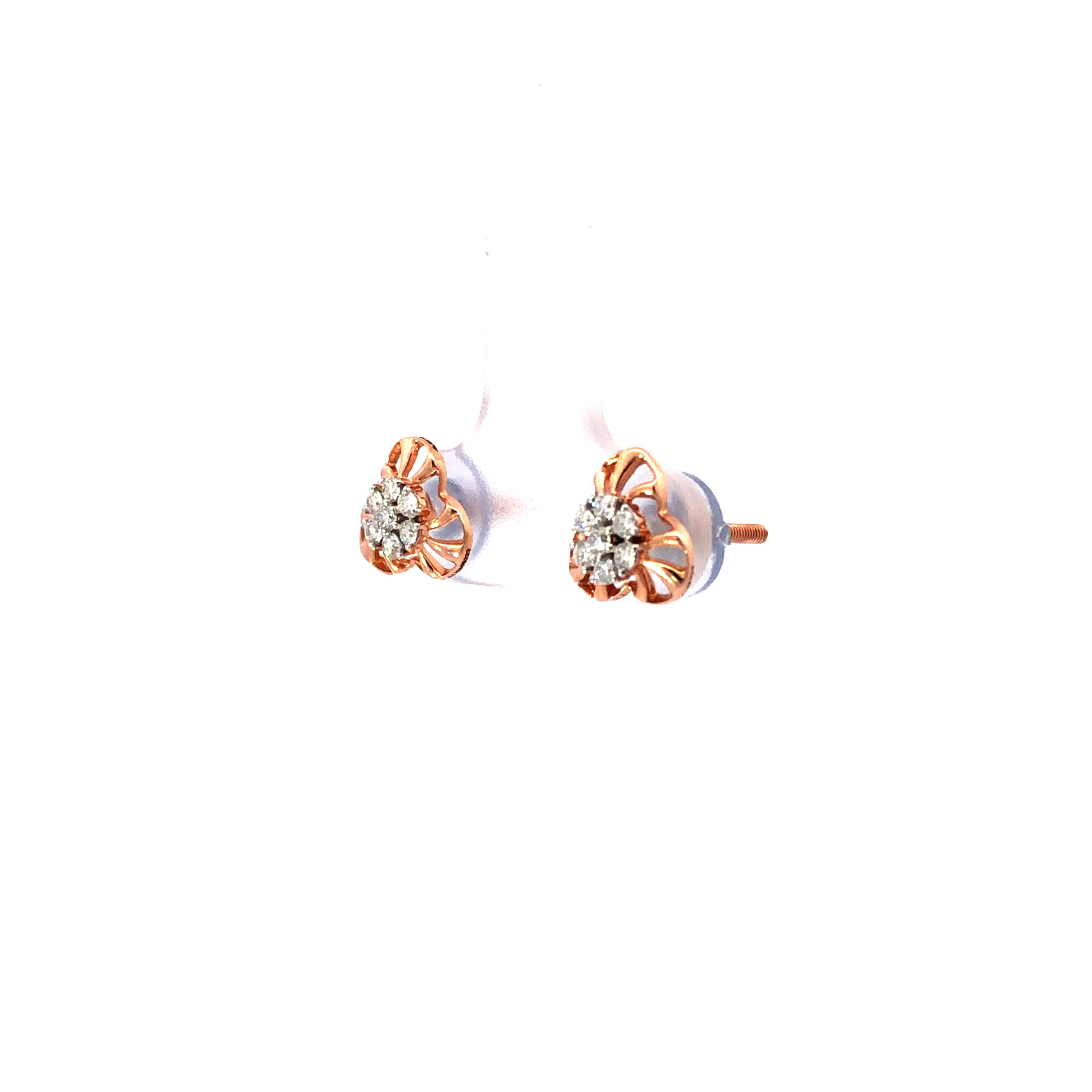 18kt rosegold diamond floral blossom stud earrings