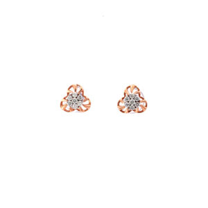 18kt rosegold diamond floral blossom stud earrings