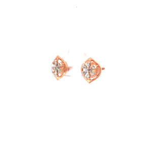 18kt almond shape diamond rosegold earrings