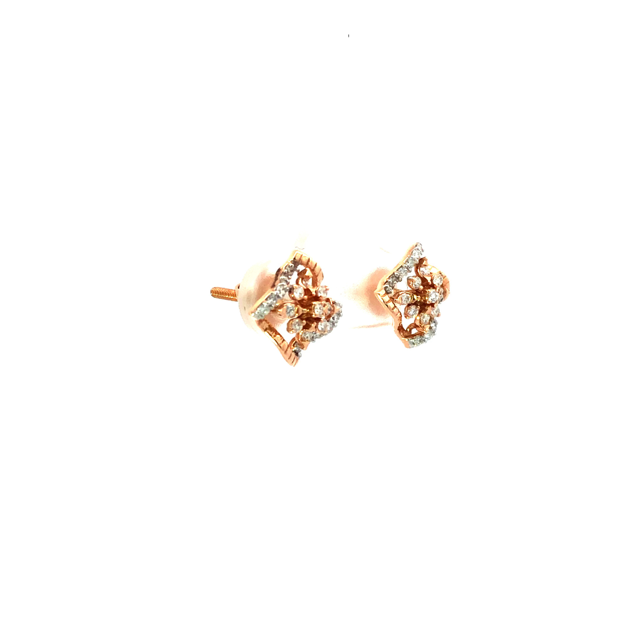 18kt diamond square curved earrings in rosegold