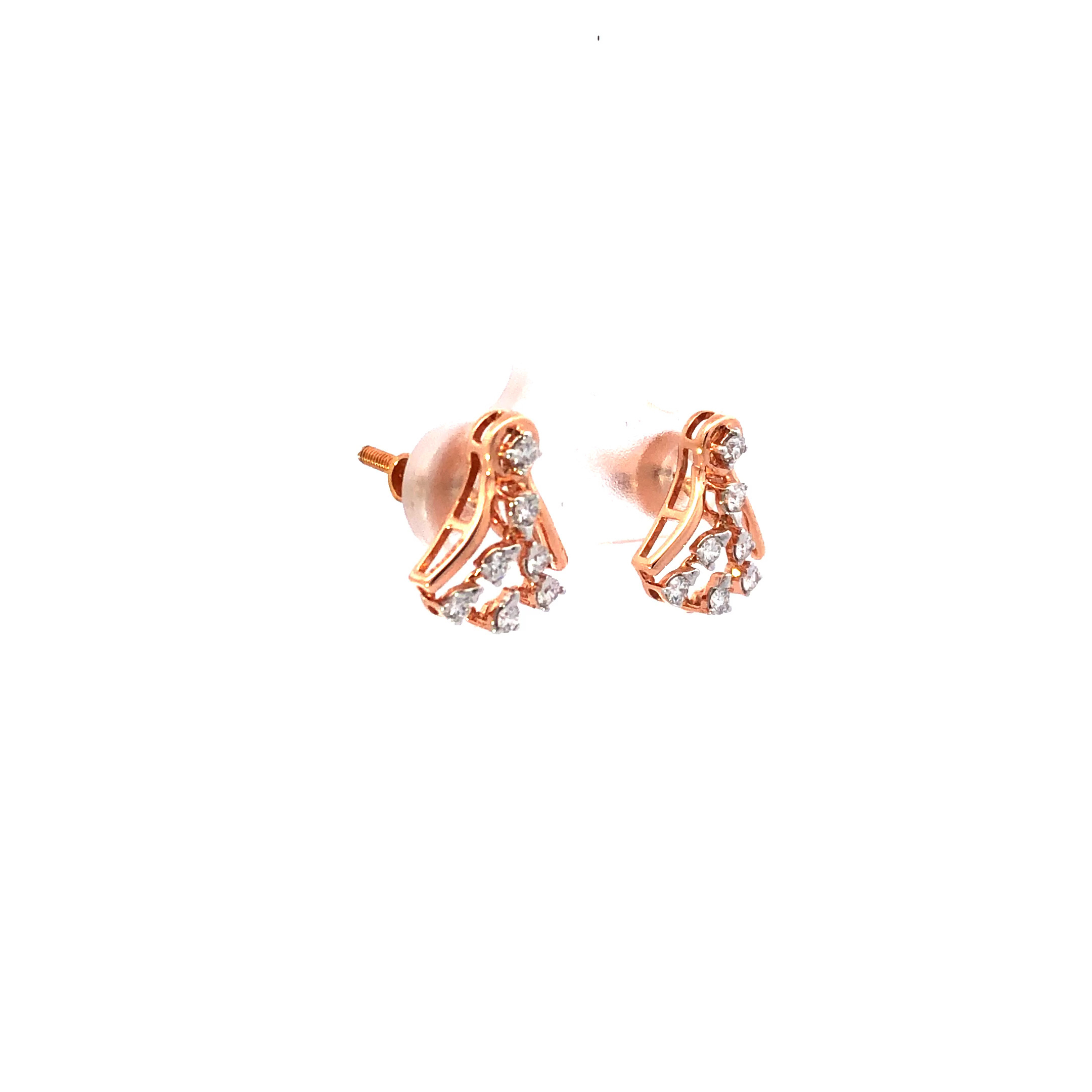 18kt twinkle bell diamond earrings in rosegold