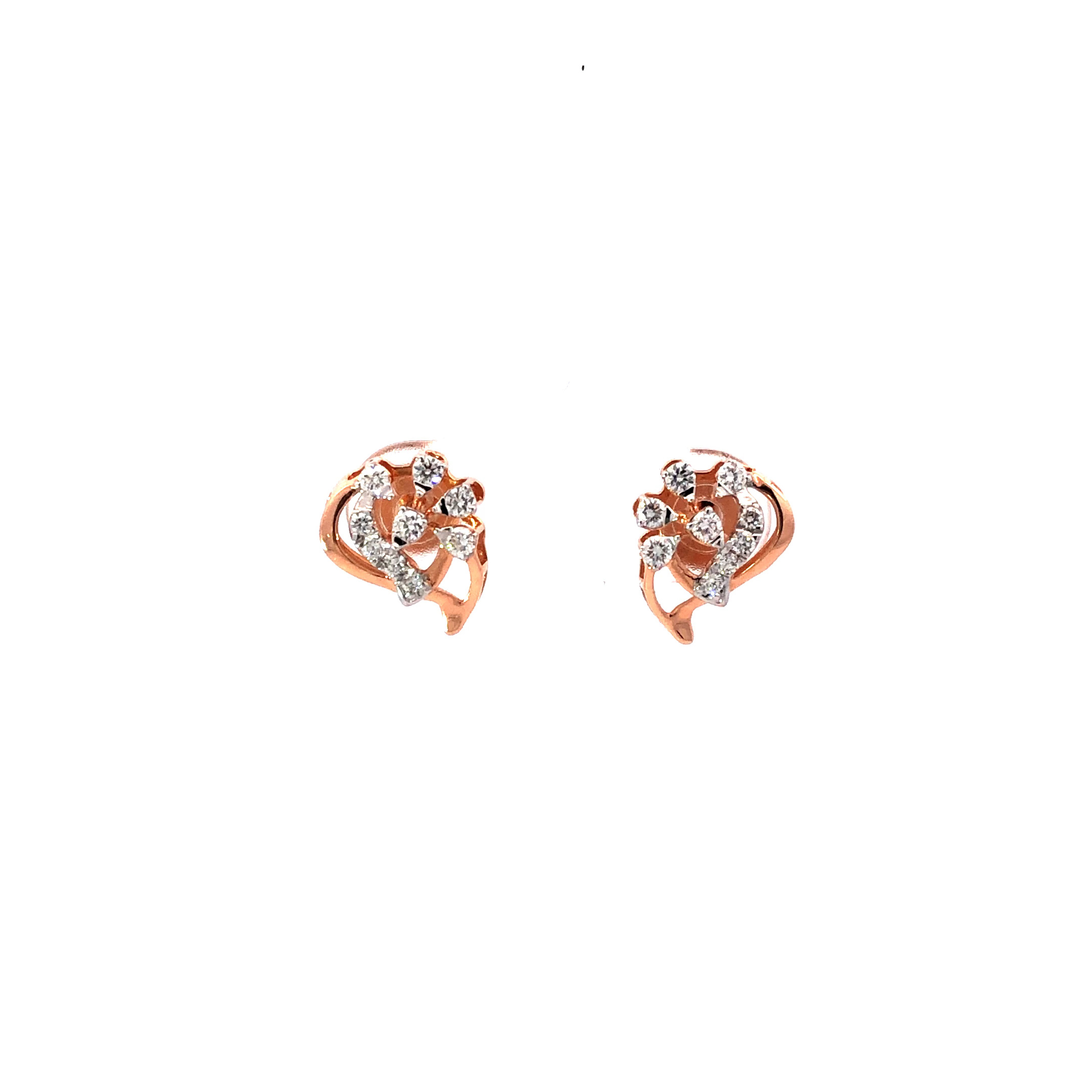 18kt diamond autumn leaf earrings in rosegold