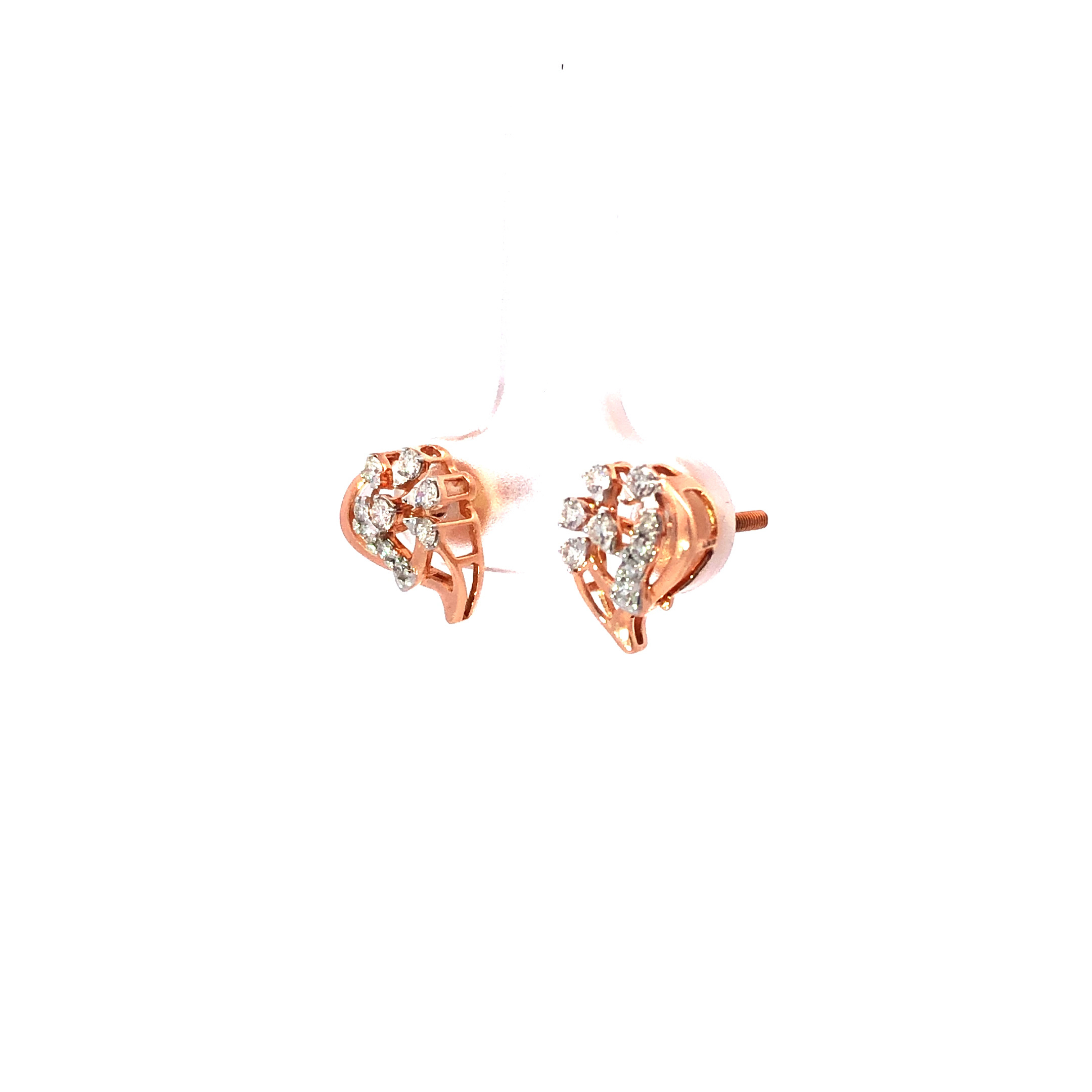 18kt diamond autumn leaf earrings in rosegold