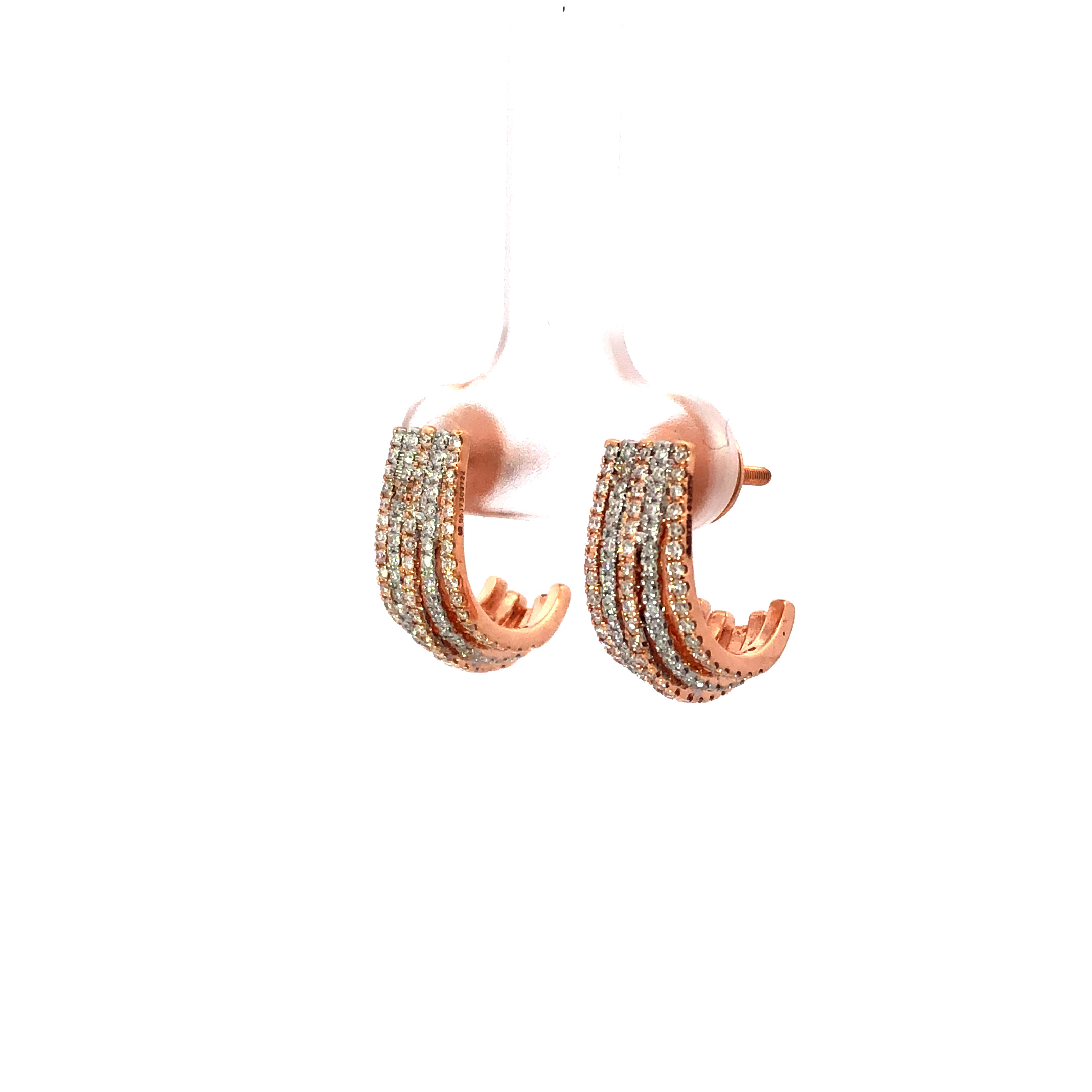 18kt diamond semi-hoop  stud earrings