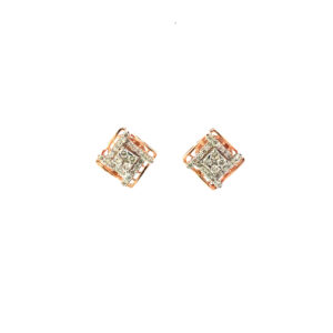 14kt rhombus shape diamond studs in rosegold