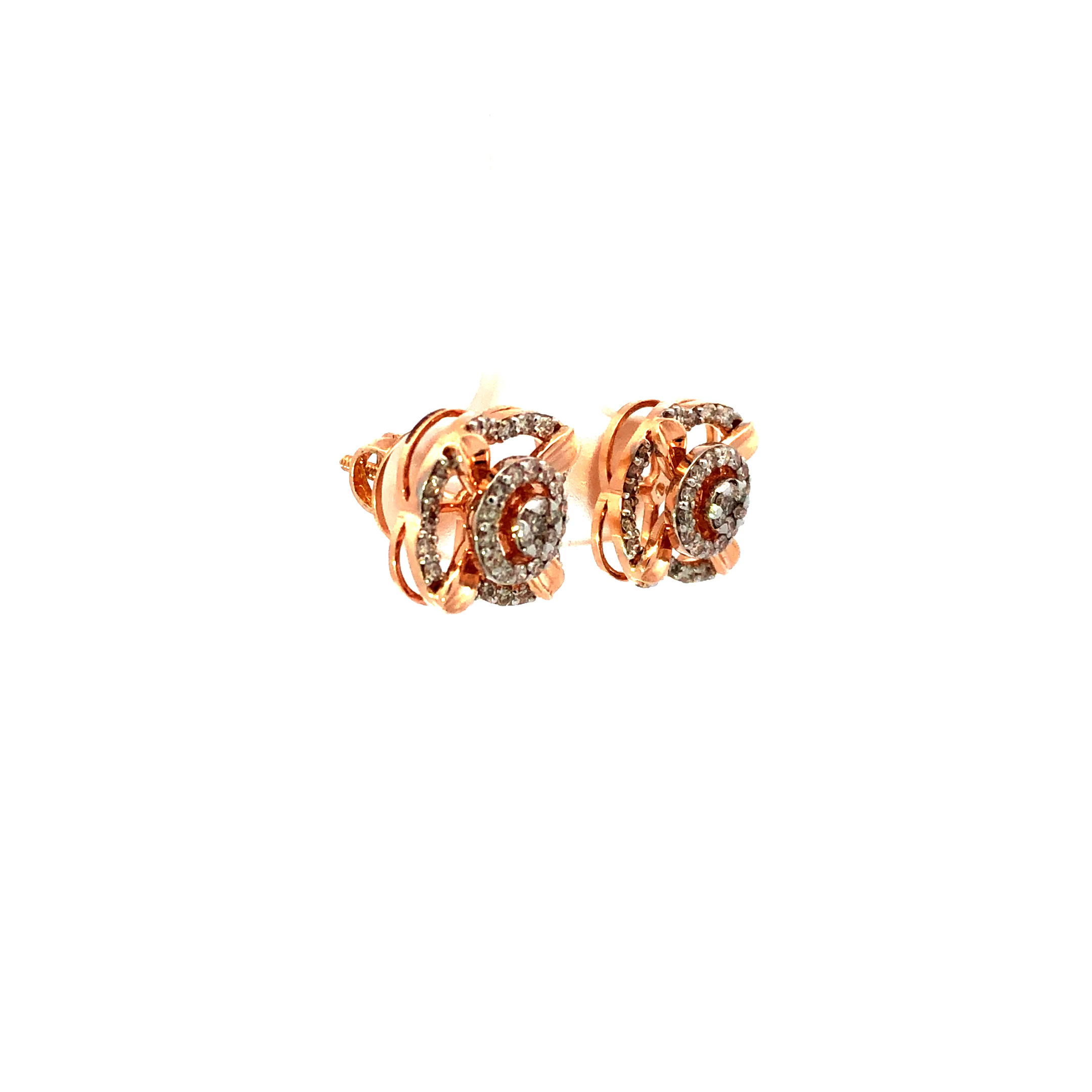 14kt diamond symmetric studs in rosegold