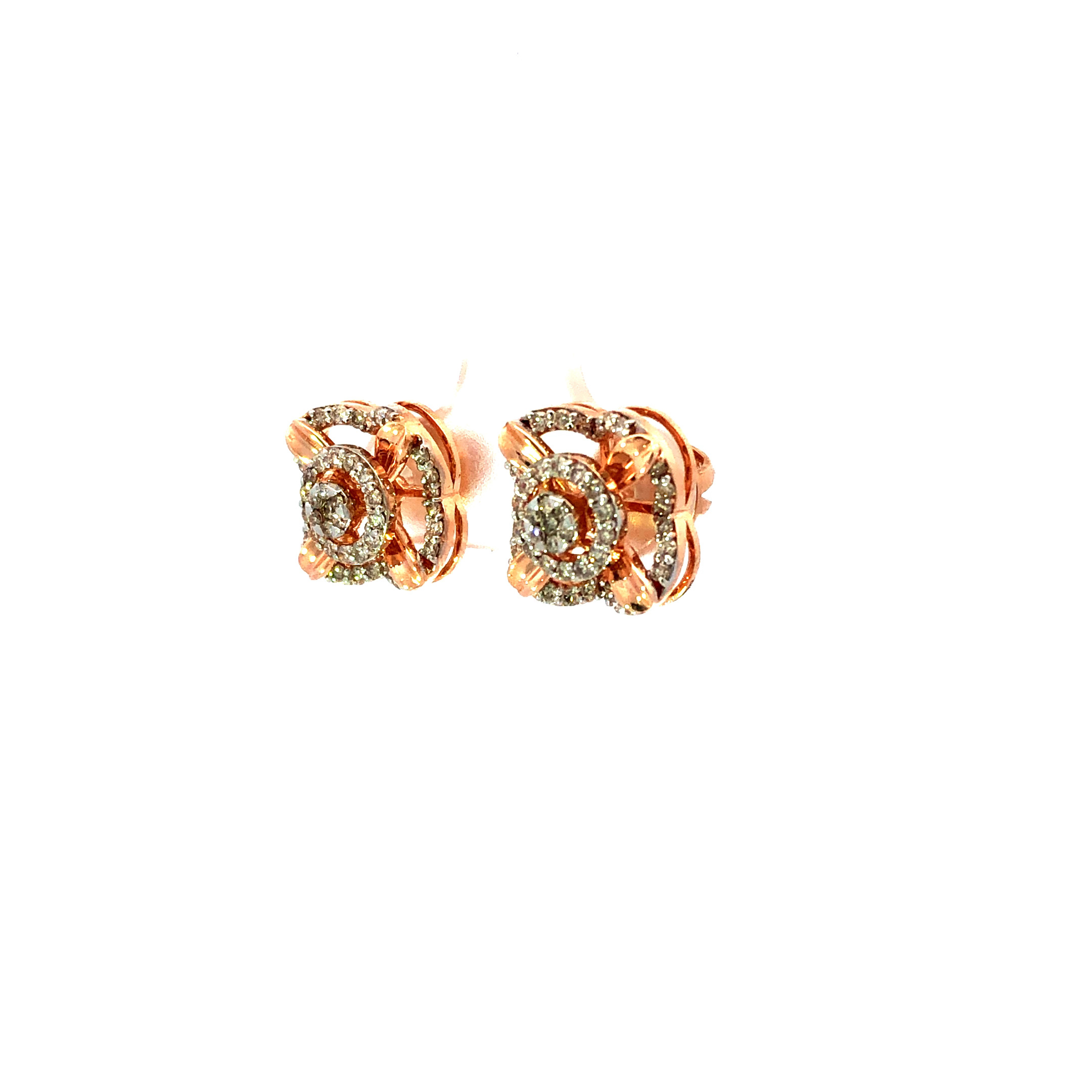 14kt diamond symmetric studs in rosegold