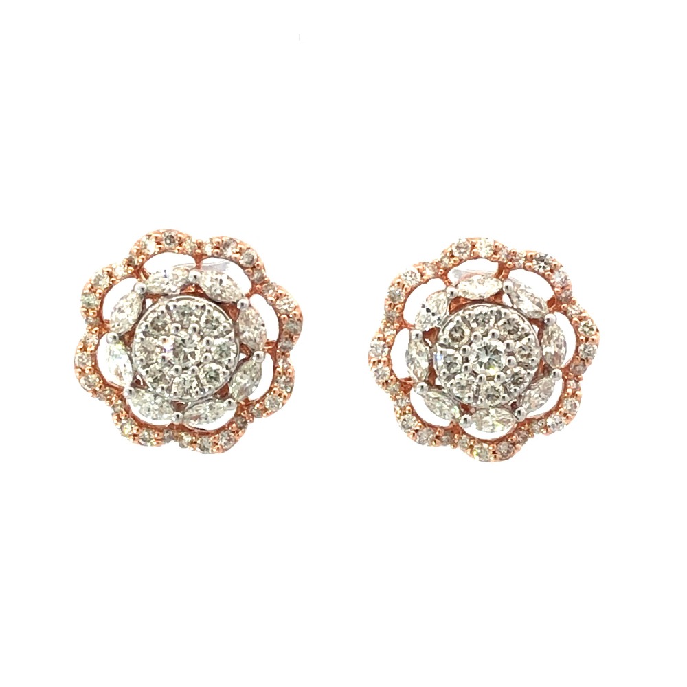 14kt floral diamond earrings