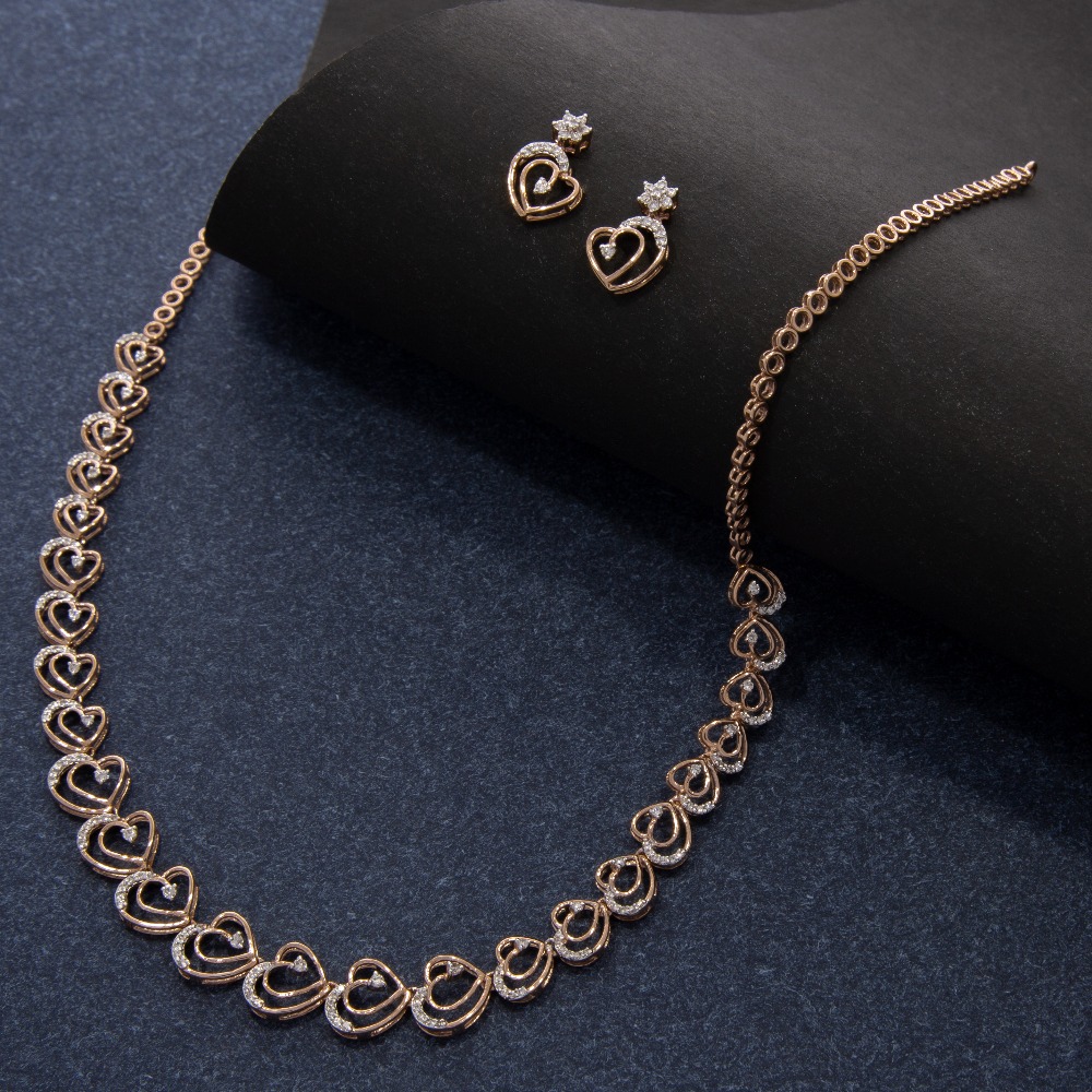 14kt Connecting Hearts Diamond Necklace Set