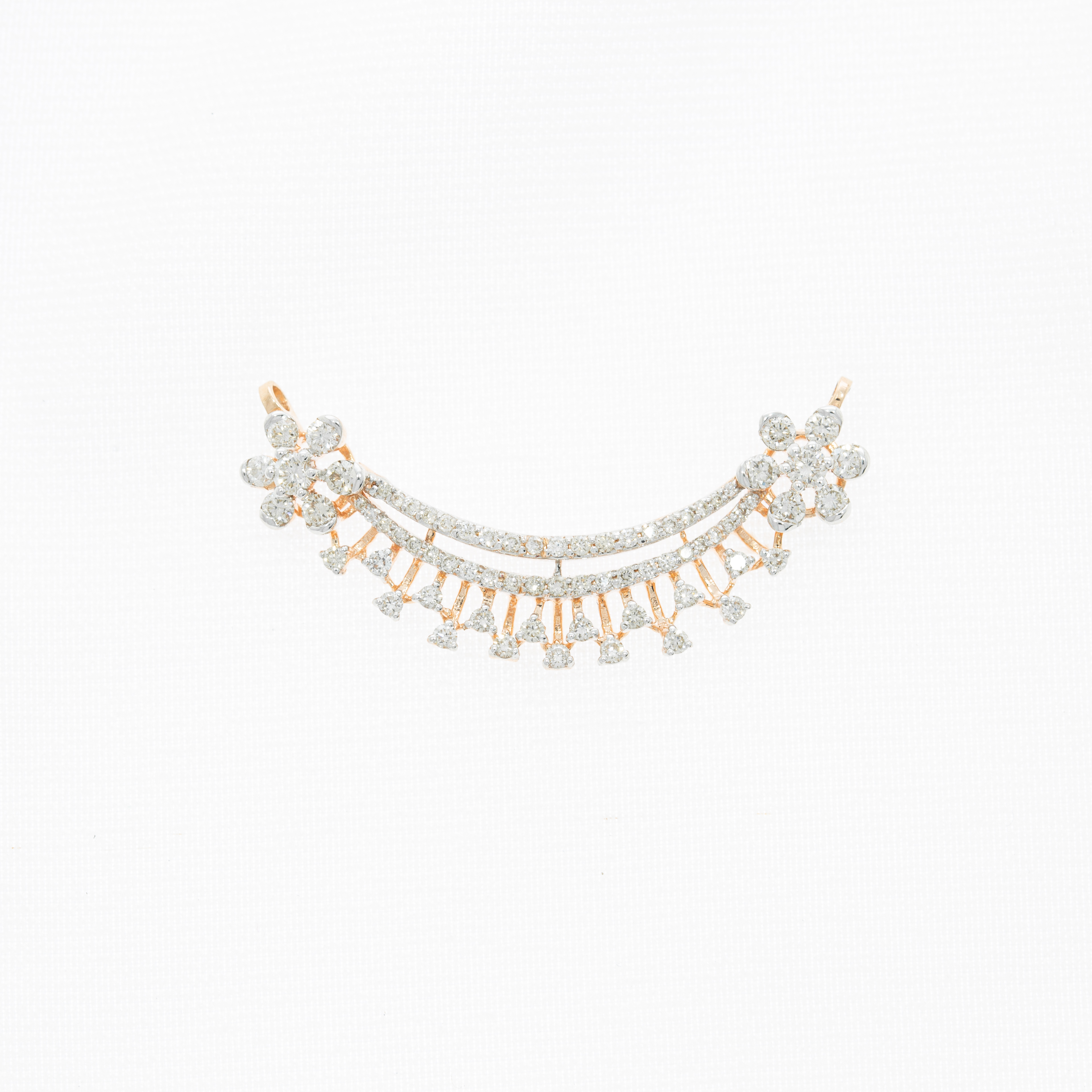 14kt inverted crown  mangalsutra diamond pendant