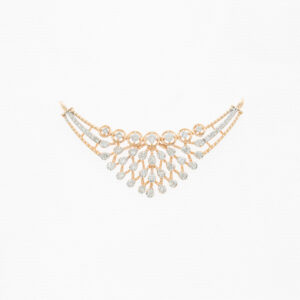 14kt three lines diamond mangalsutra pendant