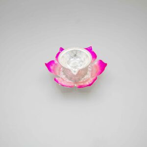 Pink Flower Silver Oil Lamp