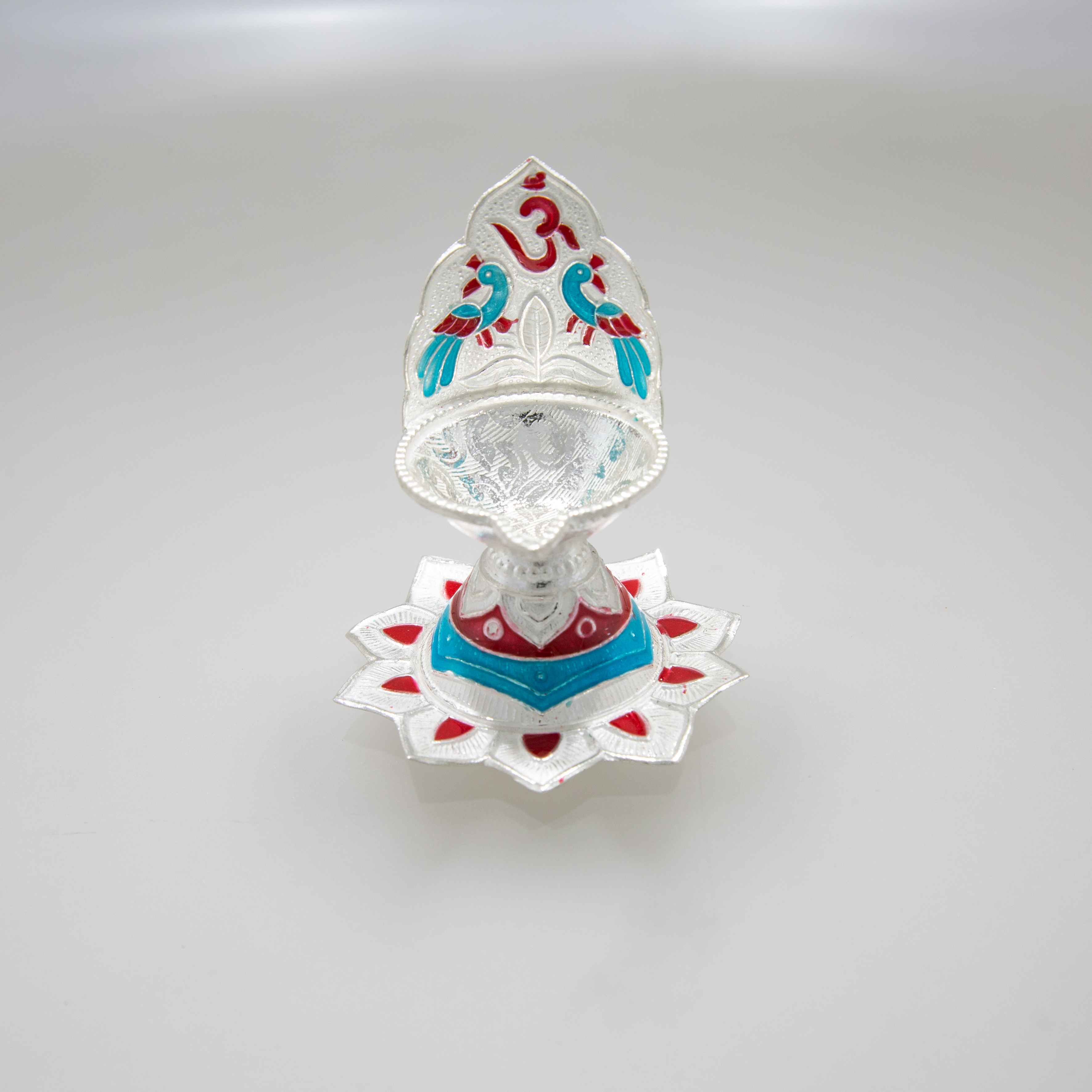 Om Design Designer Silver Diya