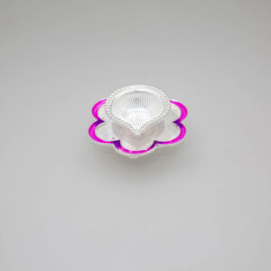 Attractive Pink Border Silver Diya