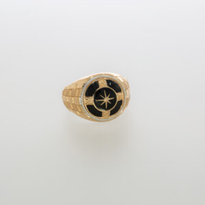 18kt rose gold enamel ring for men