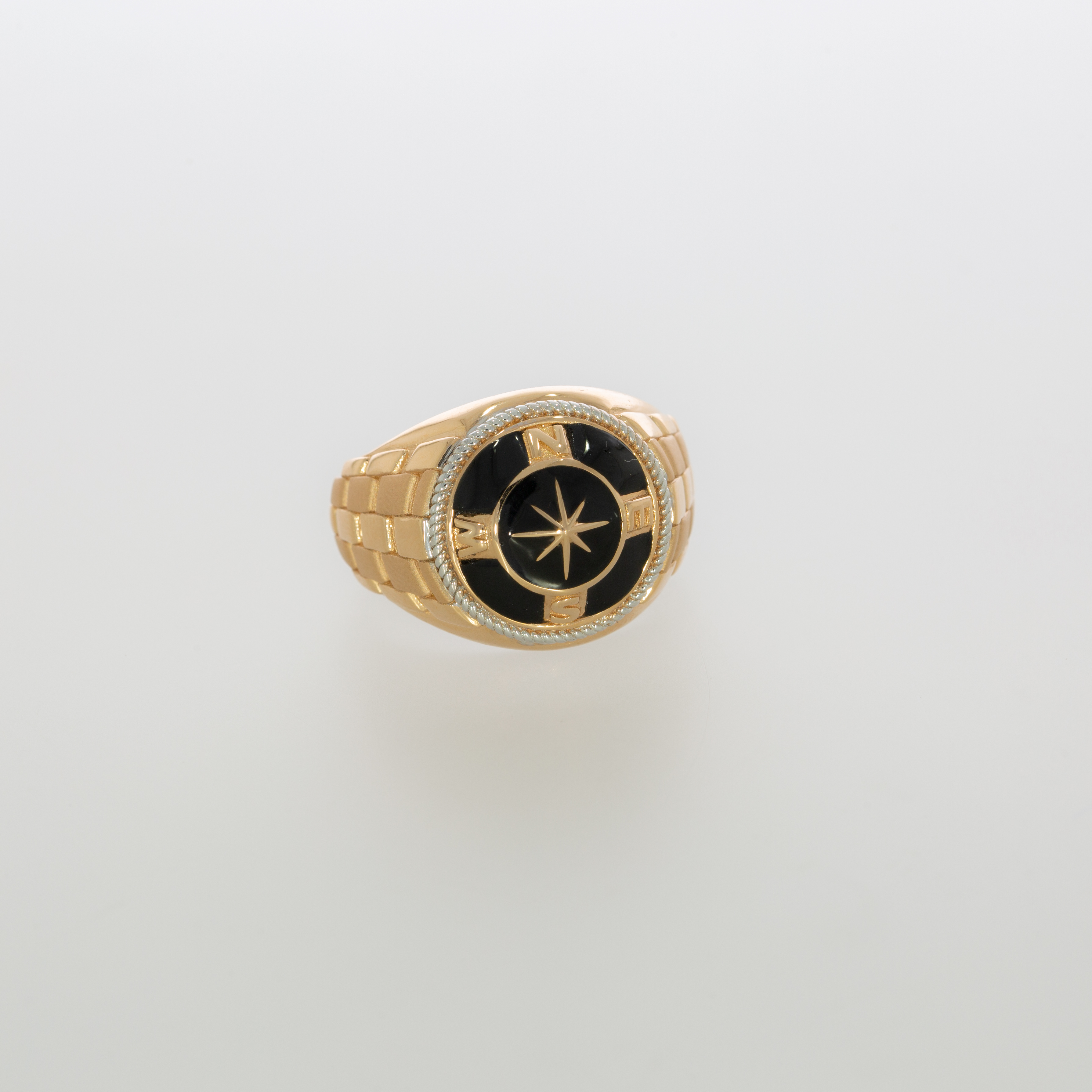 18kt rose gold enamel ring for men