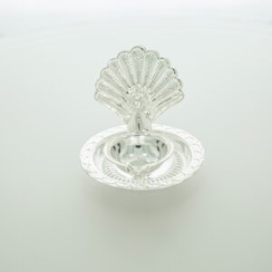 Peacock Design Silver Deepak