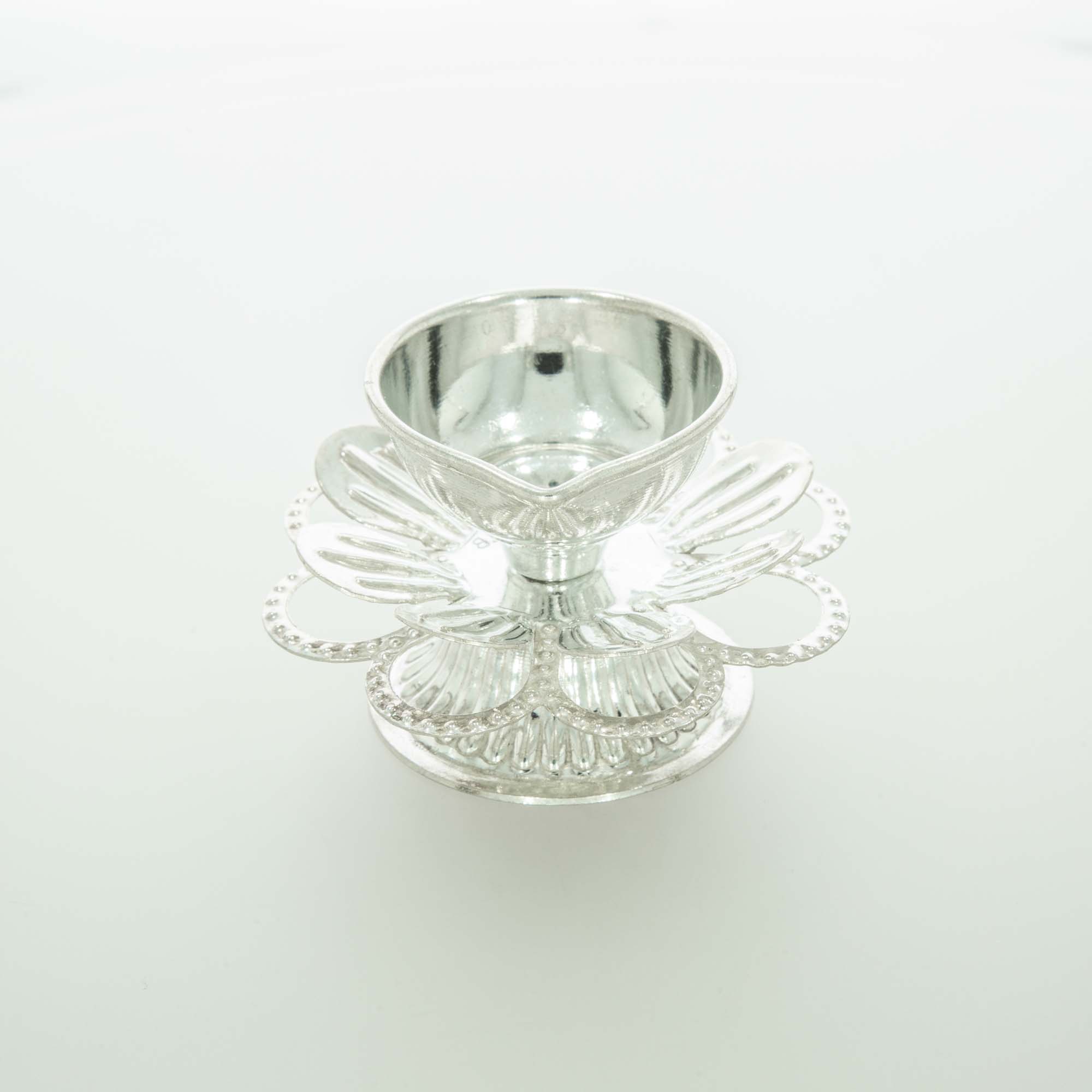 Enchanting Silver Flower Diya Design - Image 2