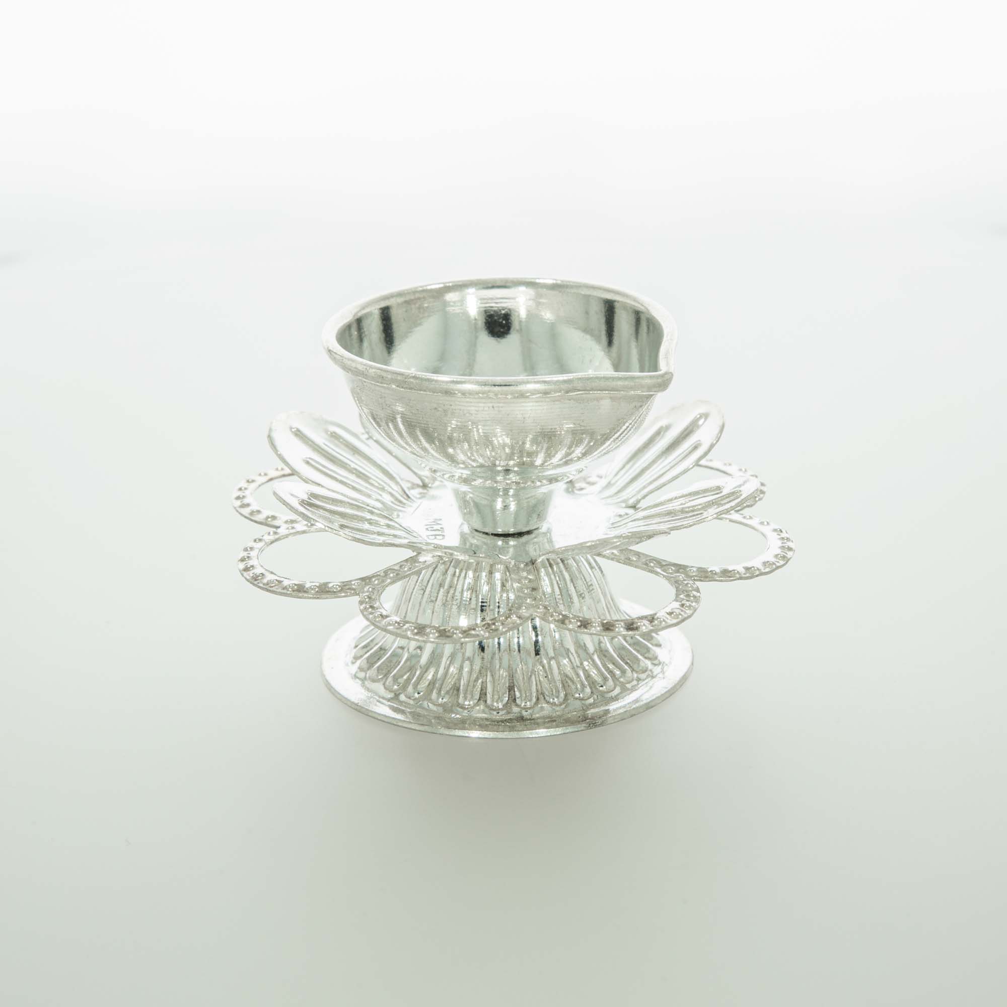 Enchanting Silver Flower Diya Design