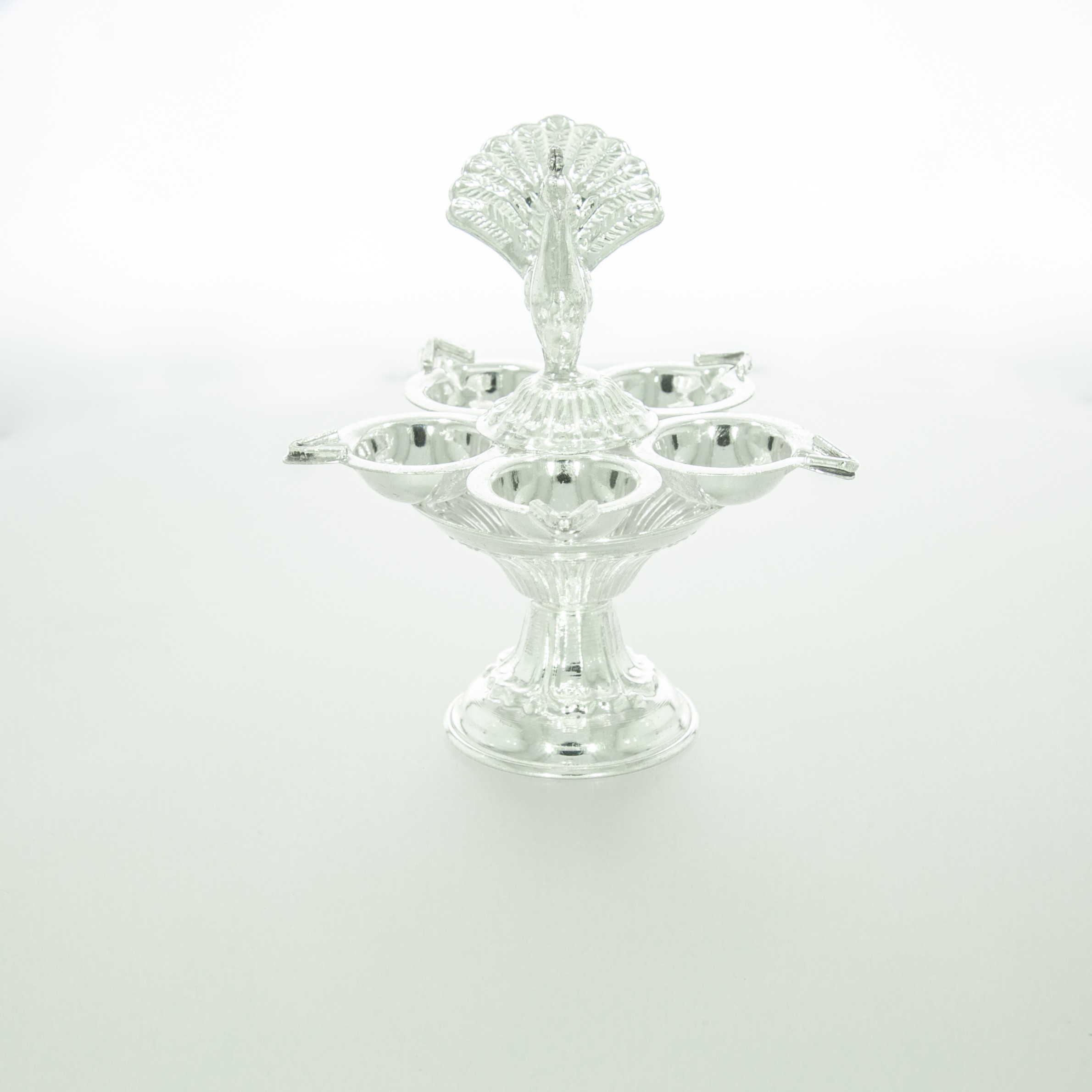 Fancy Silver Peacock Deepam