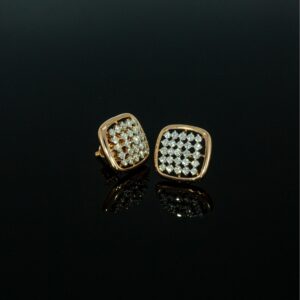 Eclectic square design diamond studs