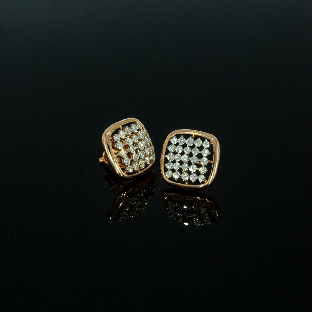 Eclectic square design diamond studs