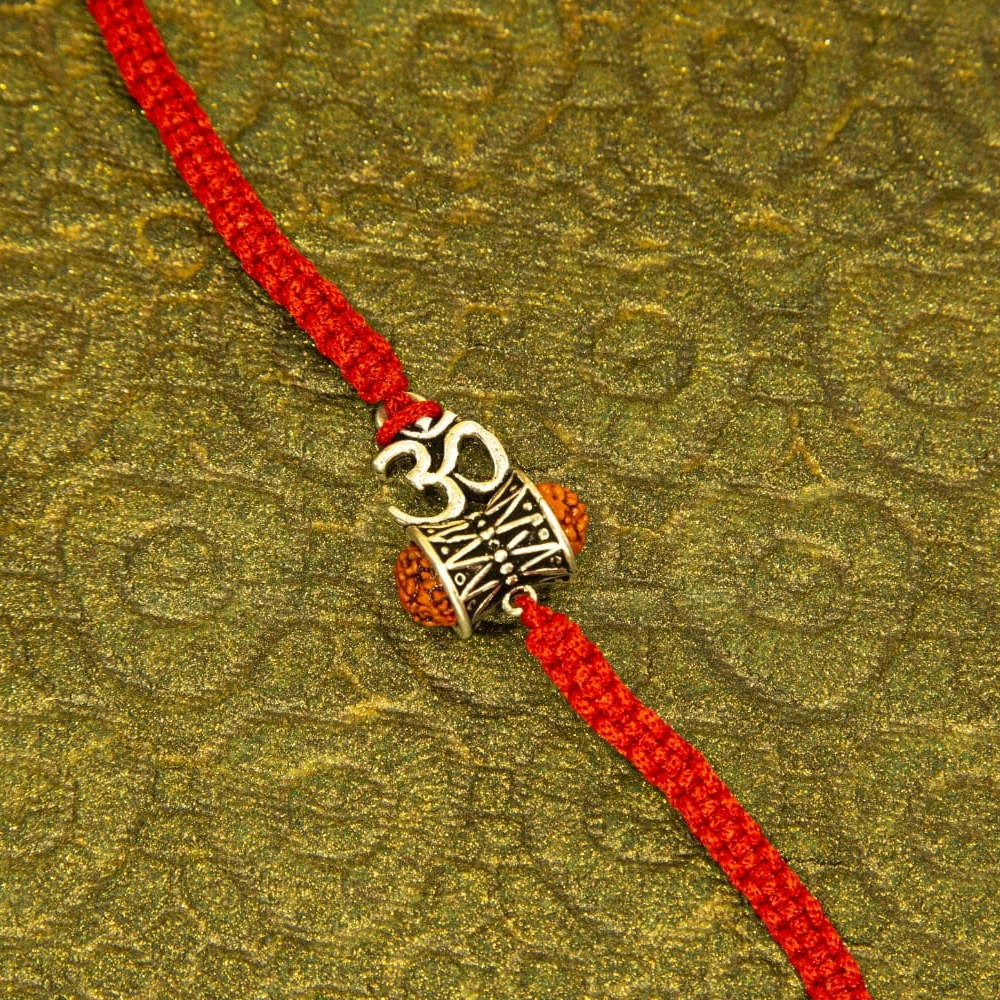 Om Shiv Damru Silver Bracelet