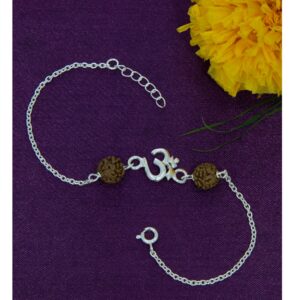 Silver om bracelet rakhi