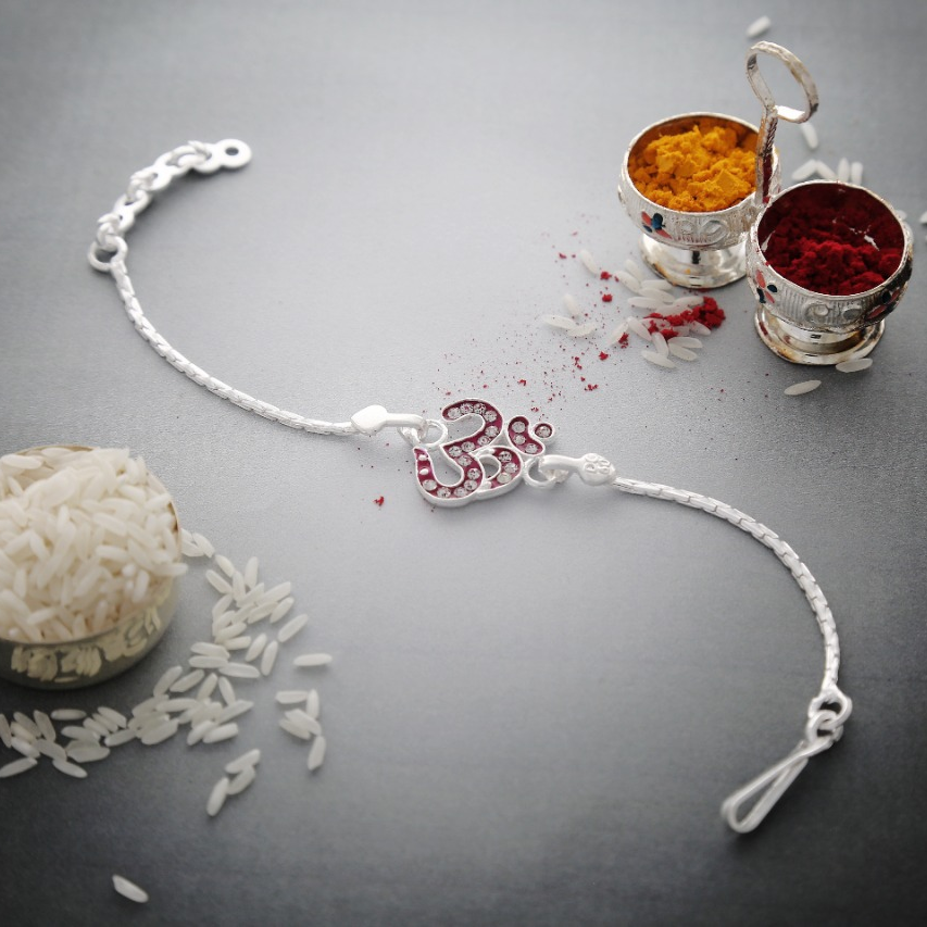 Fancy Silver Om Rakhi