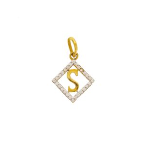 Splendid square pattern 22kt gold alphabet pendant