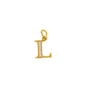 Mesmerizing Stone Studded Gold L Alphabet Pendant