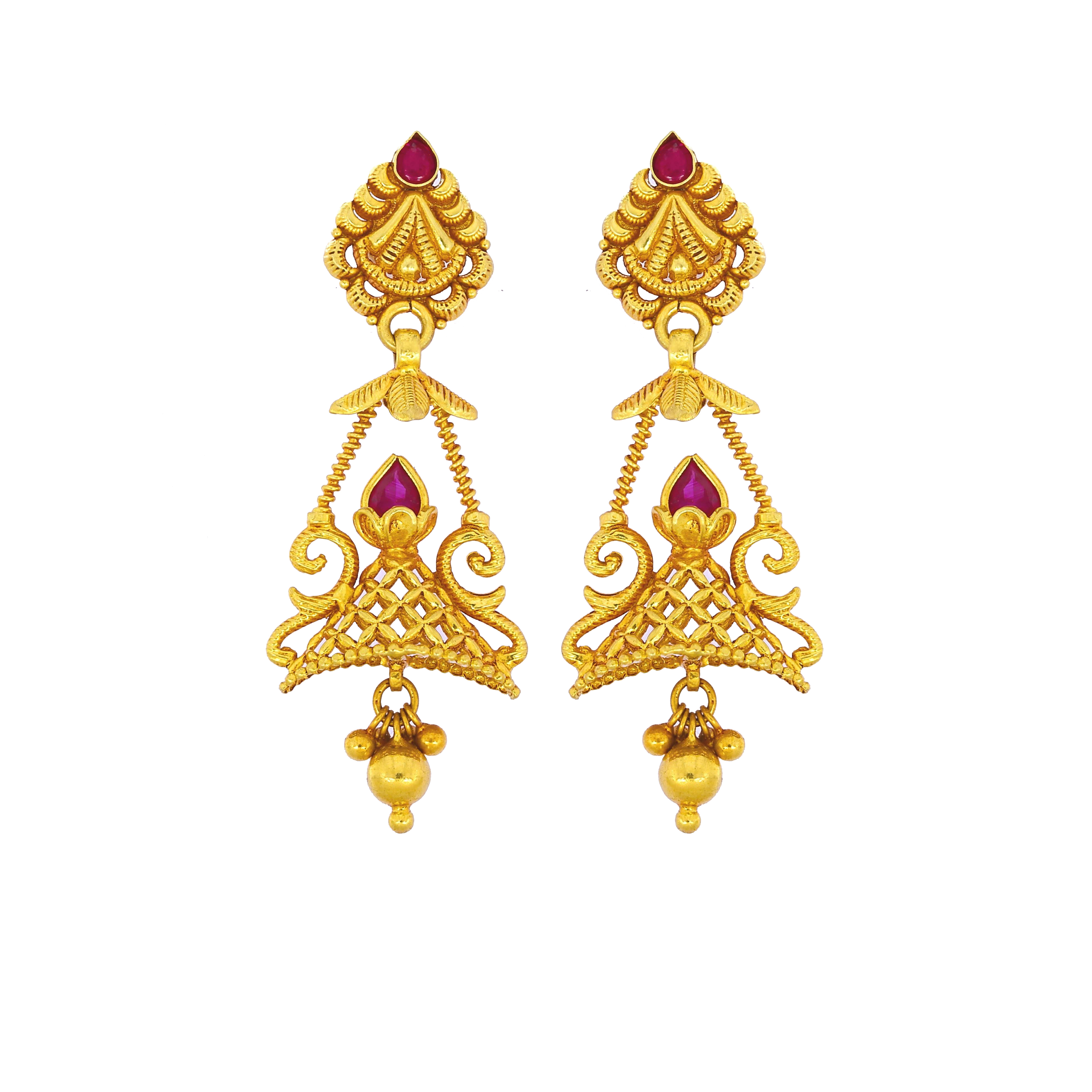 Enticing traditional 22k gold jhumka design