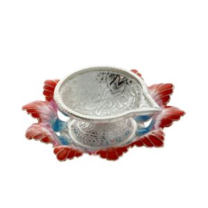 Elegant silver diya for puja
