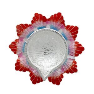 Elegant silver diya for puja