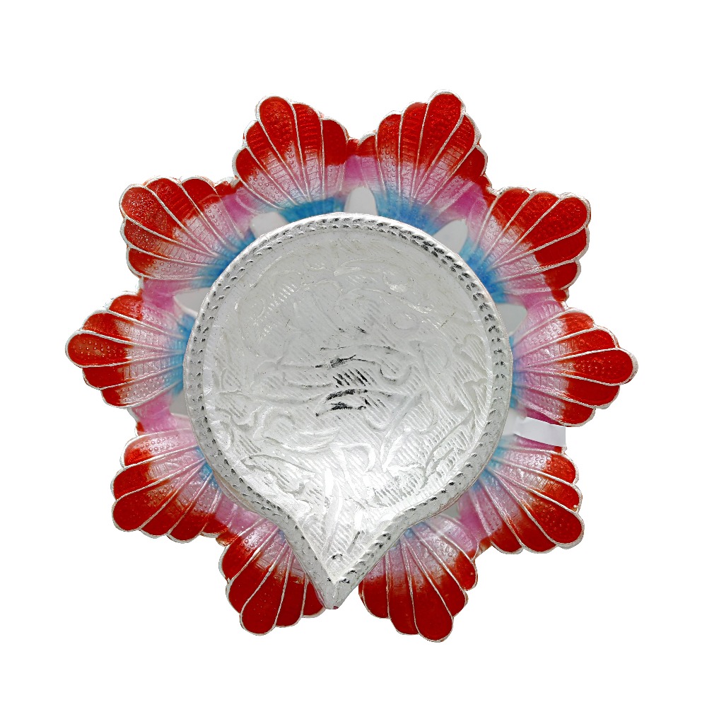 Elegant silver diya for puja