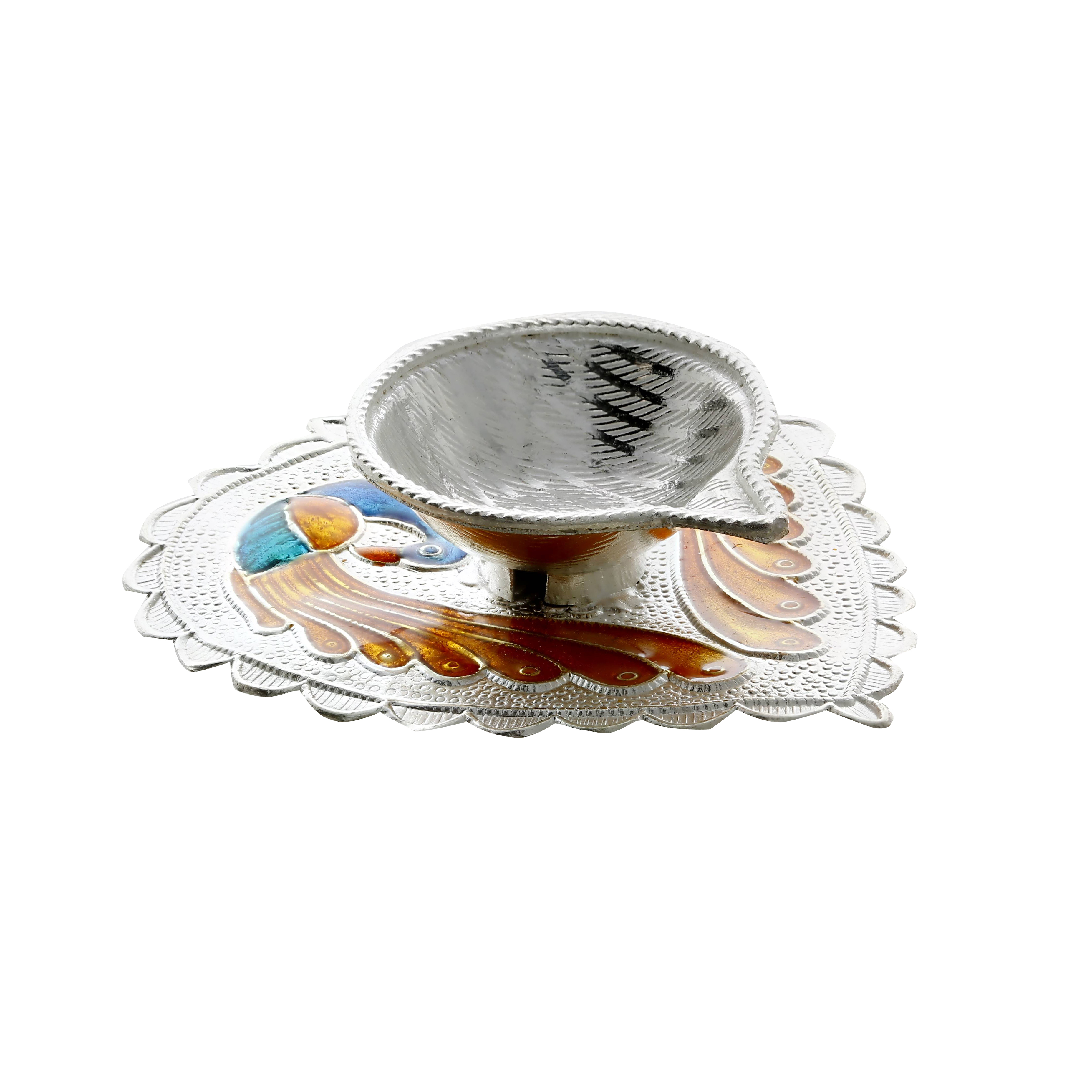 Heart Design Silver Pooja Diya - Image 2