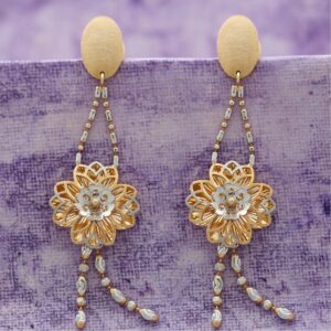 Flowering Rose Gold Earrings For Wedding In 18kt