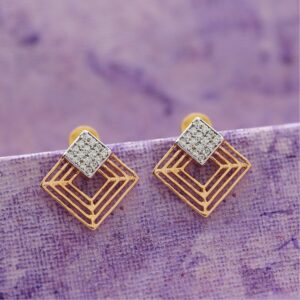 Timeless square design 18kt rose gold diamond earrings